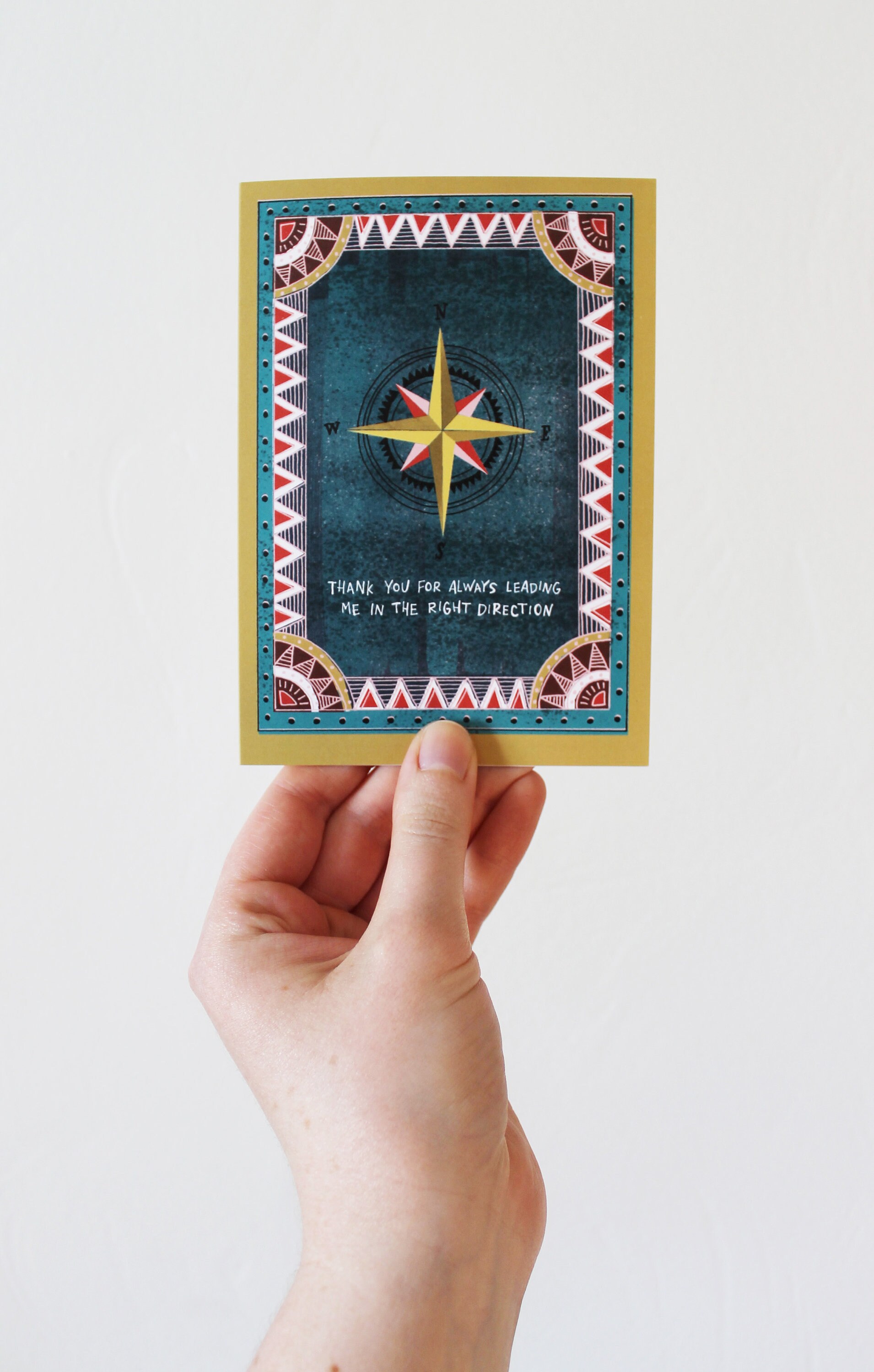 Compass Rose Thank You Vintagestyle Illustrated Greeting Card, Teacher