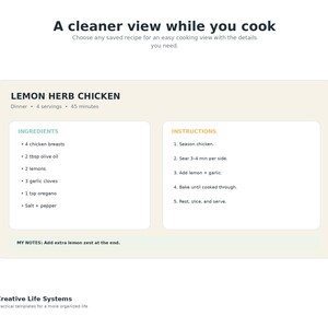 Recipe Card
A cleaner view while you cook