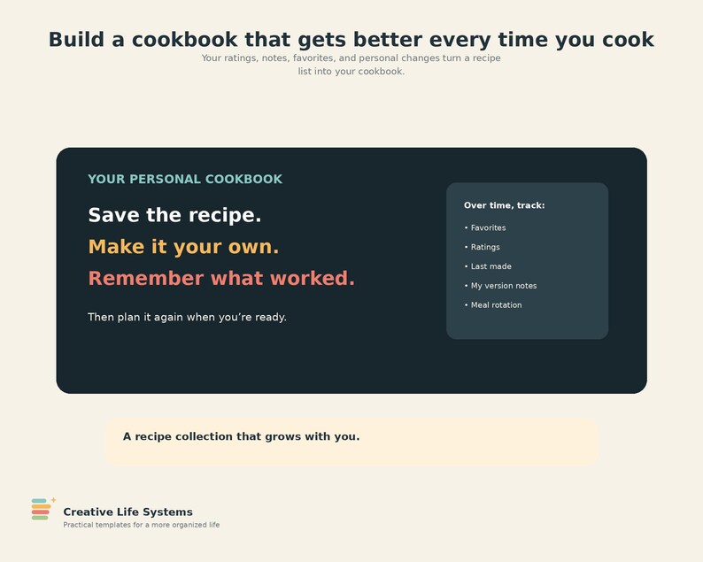 Your Personal Cookbook
Build a cookbook that gets better every time you cook