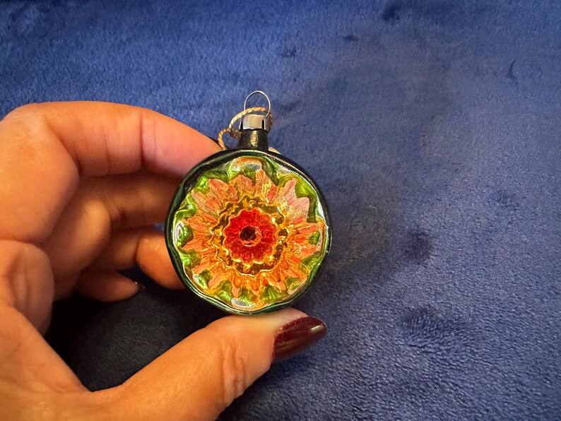 Vintage Glass Reflector Christmas Ornaments, Pair of Single Indent ...