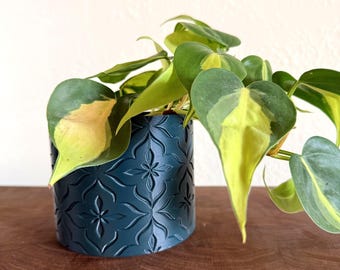 Pot de fleurs d'intérieur à motif floral | Jardinière décorative imprimée en 3D | Pot de fleurs moderne à motif floral | Jardinière d'intérieur bohème | Plusieurs couleurs