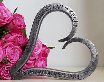 6th Anniversary Heart - Iron Anniversary - Personalised Anniversary Gift - Valentine - Wedding - Blacksmith Made