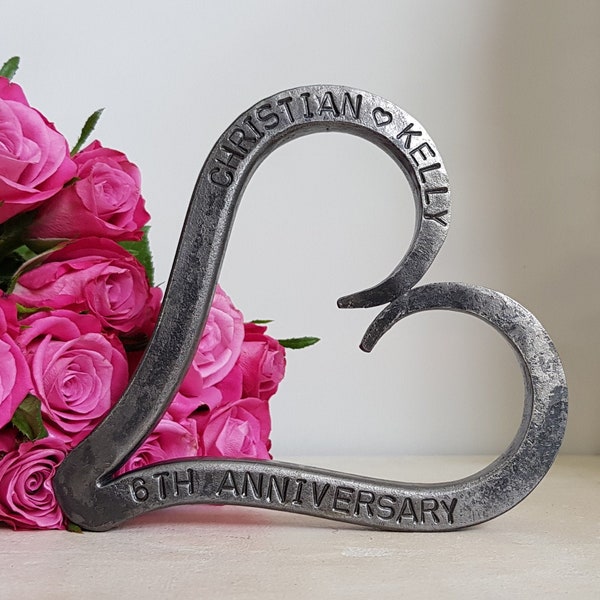 6th Anniversary Heart - Iron Anniversary - Personalised Anniversary Gift - Valentine - Wedding - Blacksmith Made