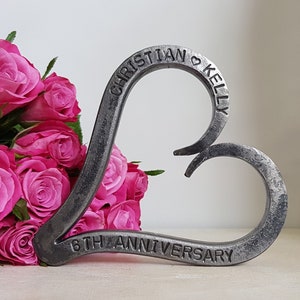 6th Anniversary Heart - Iron Anniversary - Personalised Anniversary Gift - Valentine - Wedding - Blacksmith Made