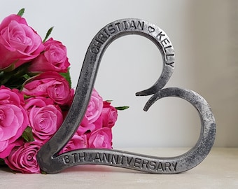 6th Anniversary Heart - Iron Anniversary - Personalised Anniversary Gift - Valentine - Wedding - Blacksmith Made