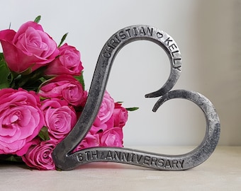 6th Anniversary Heart - Iron Anniversary - Personalised Anniversary Gift - Valentine - Wedding - Blacksmith Made