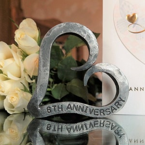 6th Anniversary Heart Iron Anniversary Personalised Anniversary Gift Valentine Wedding Blacksmith Made image 2