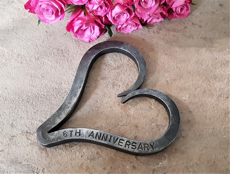 6th Anniversary Heart Iron Anniversary Personalised Anniversary Gift Valentine Wedding Blacksmith Made image 5
