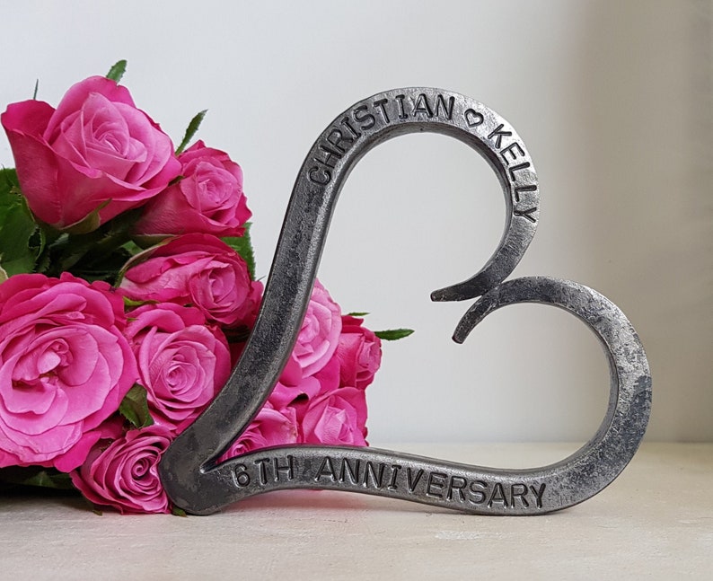 6th Anniversary Heart Iron Anniversary Personalised Anniversary Gift Valentine Wedding Blacksmith Made image 1