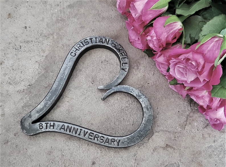 6th Anniversary Heart Iron Anniversary Personalised Anniversary Gift Valentine Wedding Blacksmith Made image 3