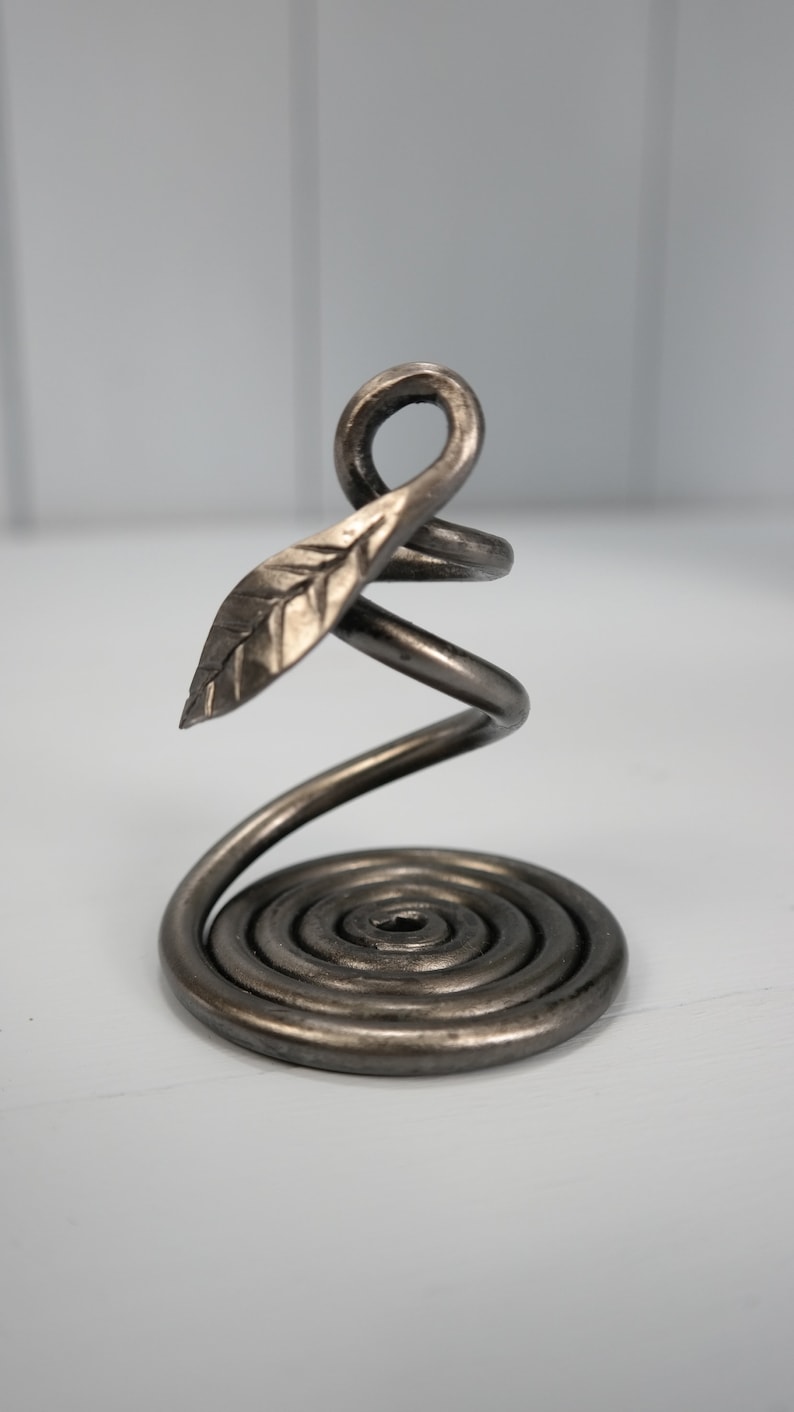 Leaf Design Pen Holder  Blacksmith Hand Forged image 2