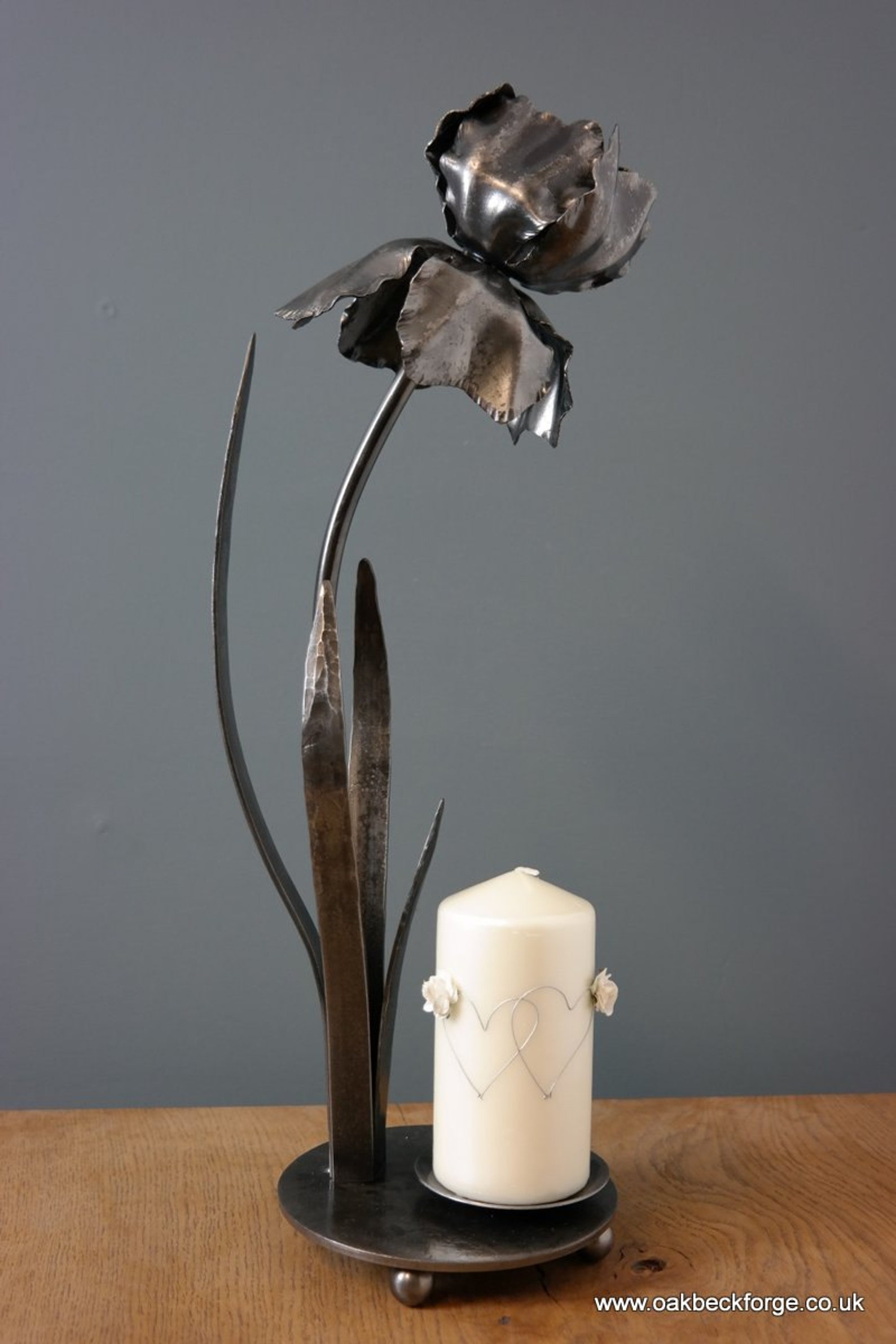 Iris Flower Candle Holder Sculpture Blacksmith Etsy