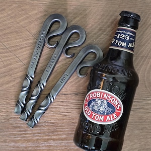 6th Iron Anniversary - Reverse Twist Design Beer Bottle Opener - Blacksmith Hand Forged - Made in Cumbria - Wedding - Anniversary