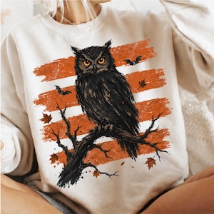 Distressed Owl Fall Stripes PNG, Fall Shirt Autumn Graphic, Cozy Sweatshirt PG,Trending
