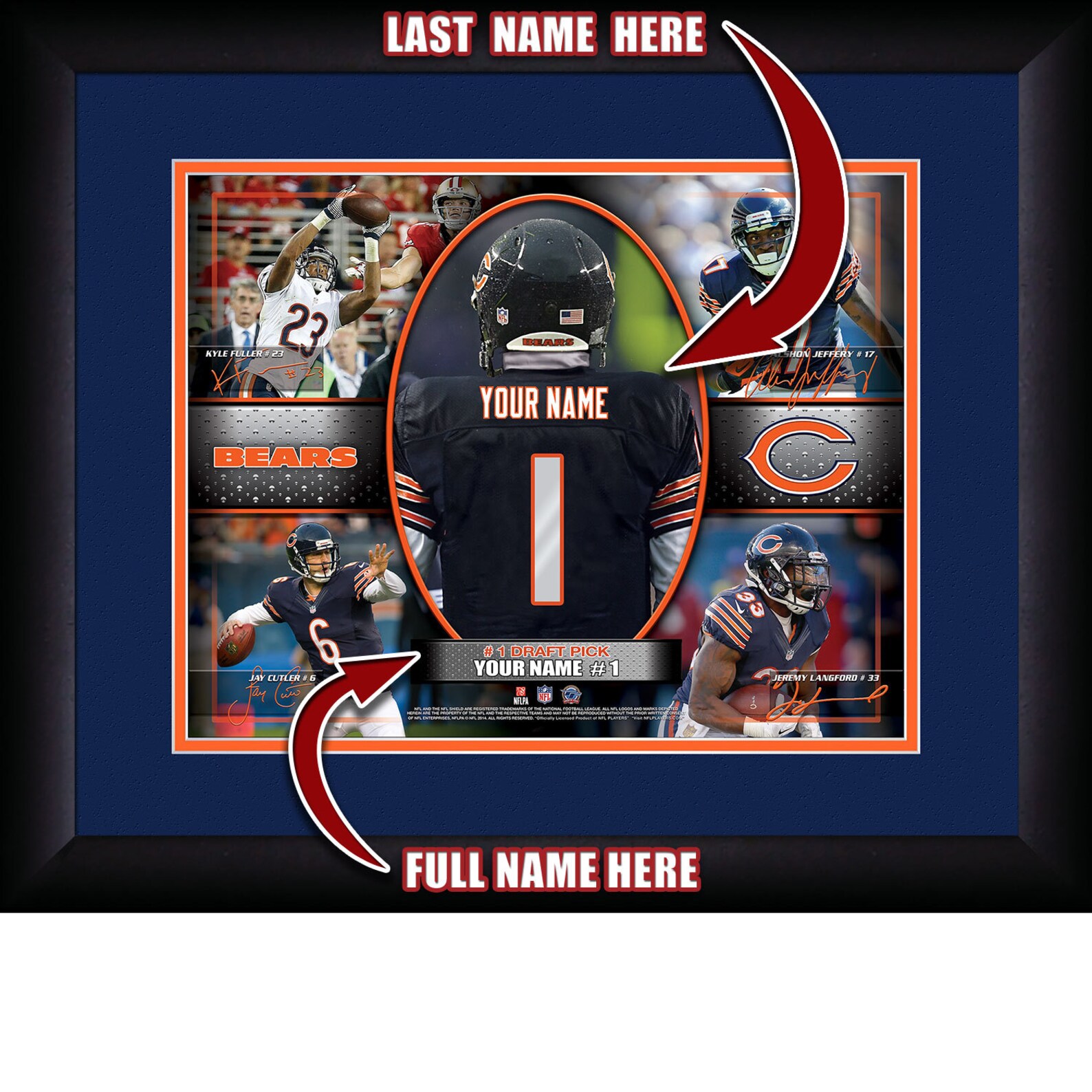 PERSONALIZED & FRAMED NFL Chicago Bears Sports Prints Etsy