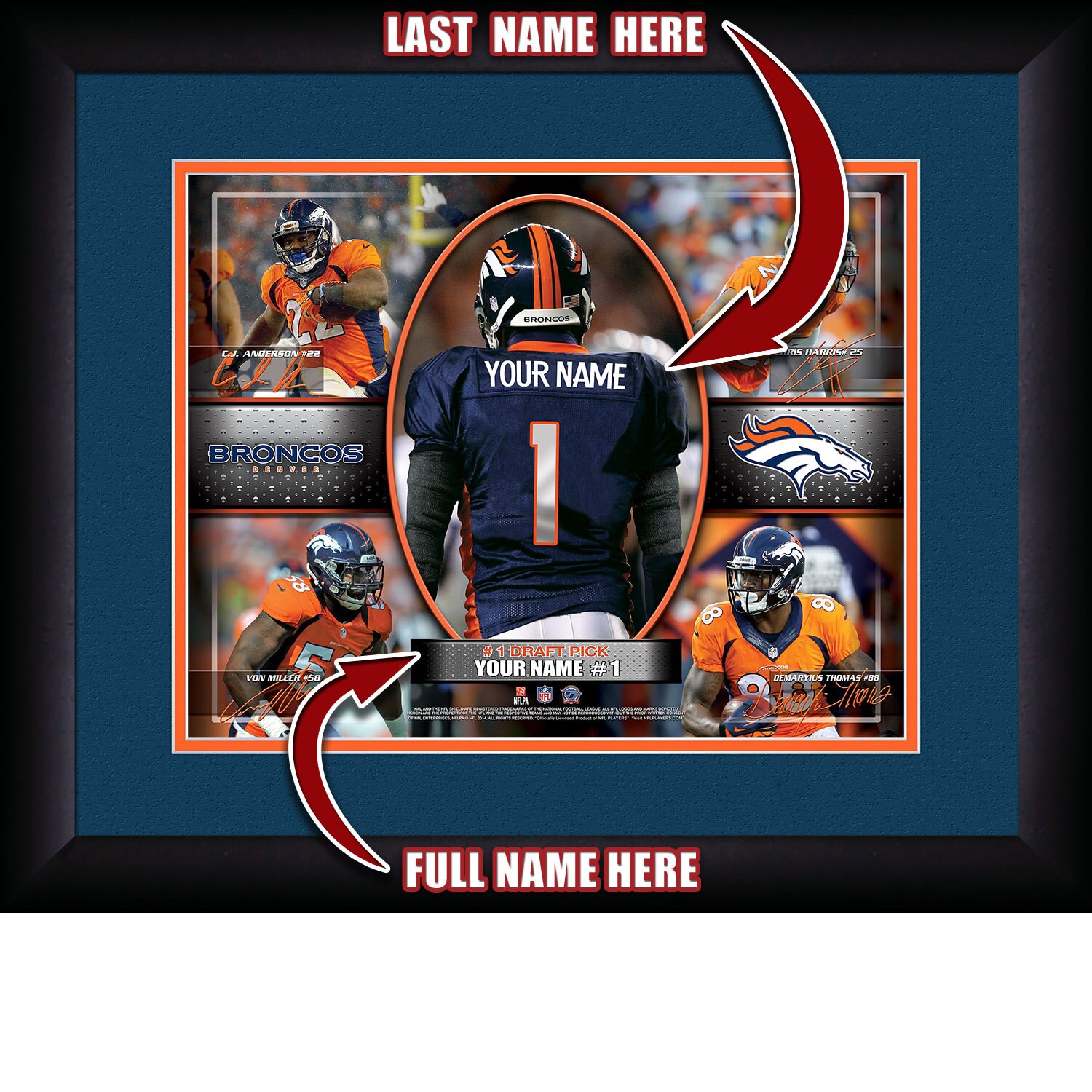 PERSONALIZED & FRAMED NFL Denver Broncos Sports Prints Etsy