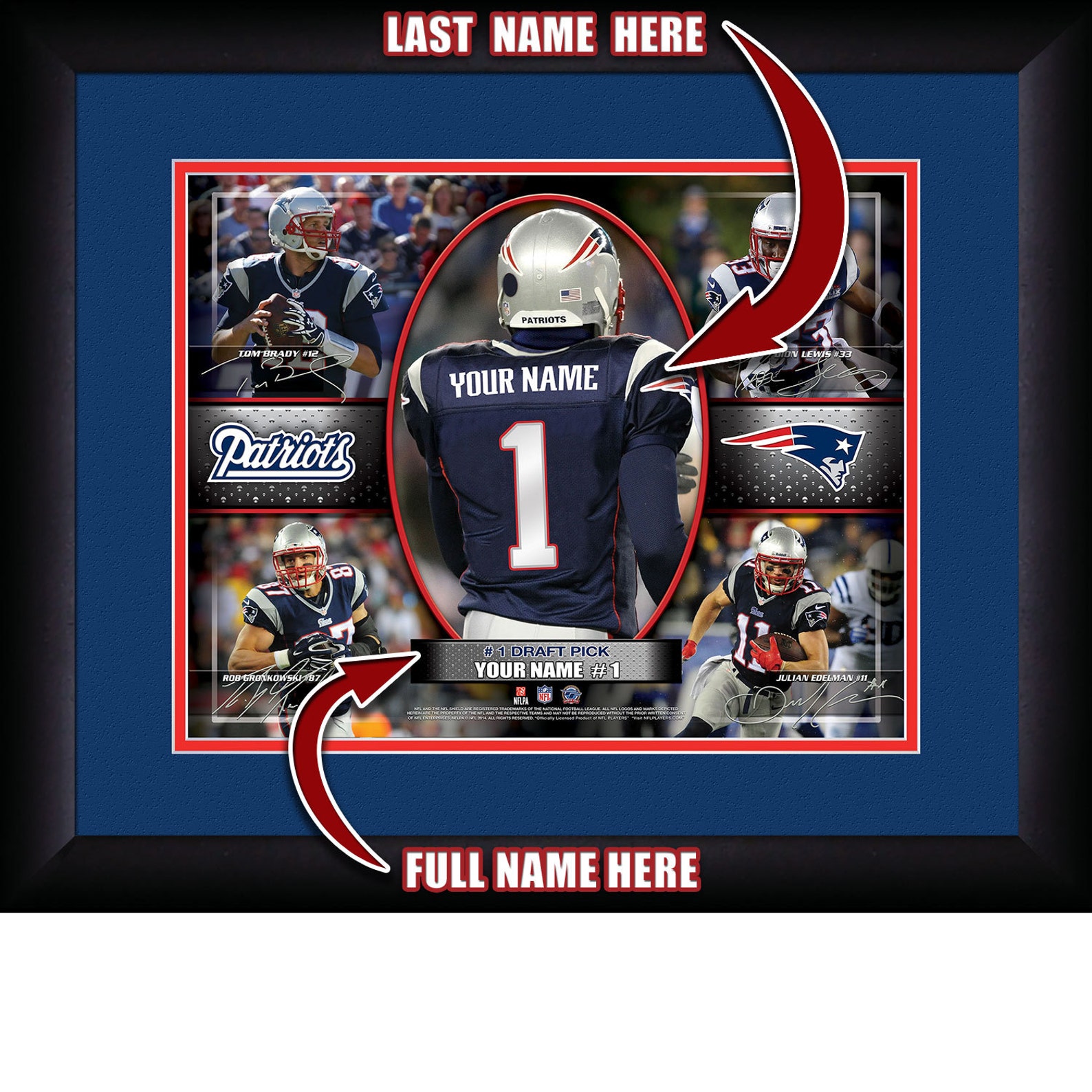 PERSONALIZED & FRAMED NFL New England Patriots Sports Prints Etsy