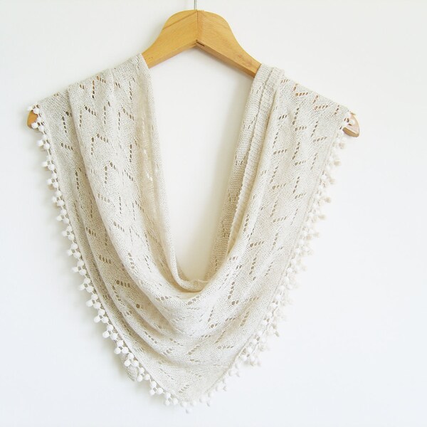 Beige Lace Scarf and High Quality Pashmina - Cotton Scarf