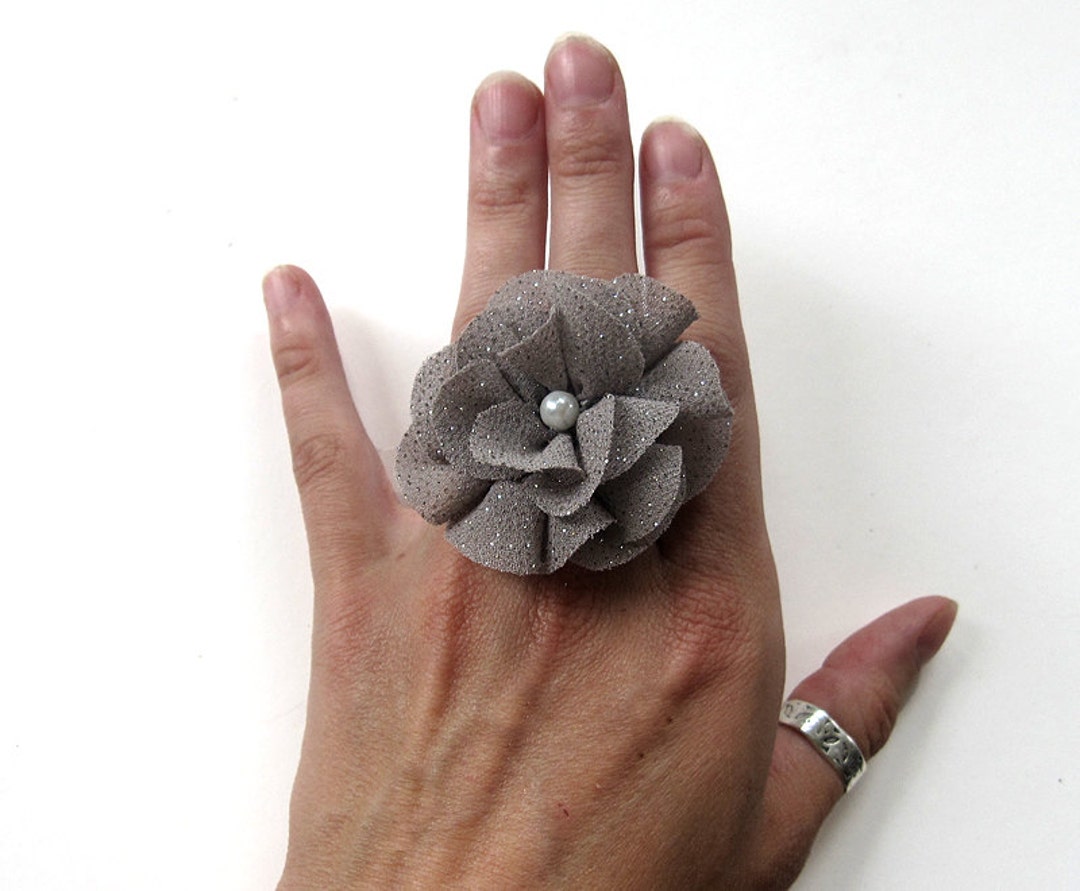 Upcycled, Handmade, Adjustable Ring Made of Glittery Organza Fabric ...