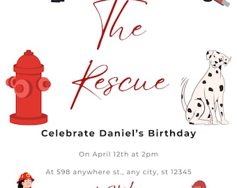 Two The Rescue 2nd Birthday Digital Invite