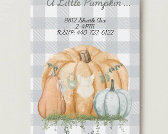 Baby Shower Baby Announcement Digital Invite Fall Pumpkin