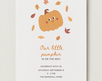 Our Little Pumpkin Baby Shower Baby Reveal Digital and Printable Invite