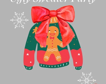 Ugly Christmas Sweater Video Invite Digital Text Friendly