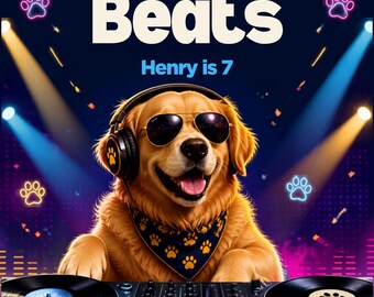 Boy Birthday Dog DJ Digital Invite