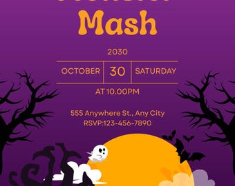 Halloween Party Invite Digital Video Text and Email Friendly