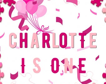 One Year Old Girl Birthday Pink Digital Invite