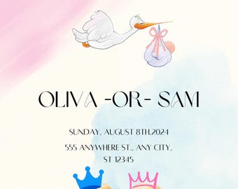 Gender Reveal Digital Invite with Puppies