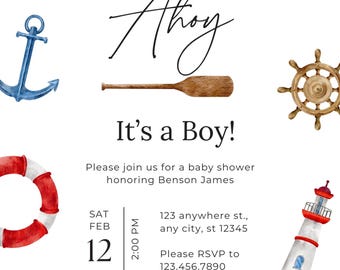 Ahoy its a Boy Digital Invite