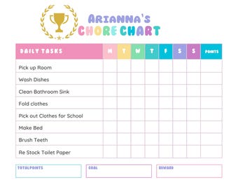 Digital and Printable Daily Chore Chart