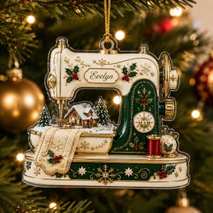 Personalized Sewing Machine Christmas Ornament, Custom Name Seamstress Gift, Sewing Lover Ornament, Quilter Christmas Keepsake, Sewing Gift