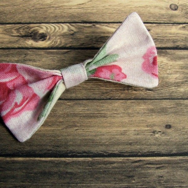 Mini Bow Tie Brooch - Pink Flowers