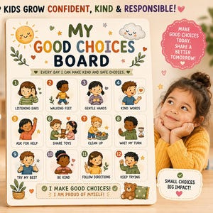 Quadro de Boas Escolhas para Imprimir | Quadro de Comportamento Positivo | Regras da Sala de Aula | Apoio Visual para Educação Infantil | Decoração de Sala de Aula