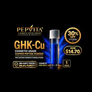 GHK-Cu Copper Peptide Powder 1 Gram | Copper Tripeptide-1 | Cosmetic Skincare Ingredient