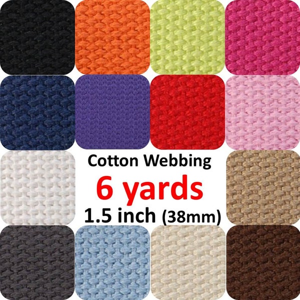 6 yards Cotton Webbing 1.5 inches You Pick Colors Key Fobs Belts Purse Bag Straps Leash
