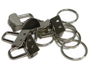 Mini Key Fob Hardware Key Chain 7/8 inch (20mm) Nickel Plated 100 sets