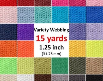 Cotton Webbing 15 yards 1.25 Key Fobs Belts Purse Bag Straps Leash You Pick Colors