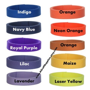 May include: Ten different colors of webbing straps, including indigo, orange, navy blue, neon orange, royal purple, lilac, lavender, maize, and laser yellow. The straps are all 1 inch wide and are made of durable nylon.