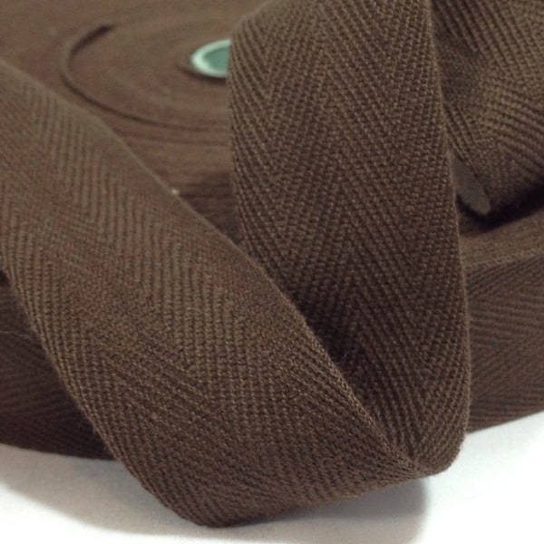 1 inch Cotton Twill Tape 3 yards Wholesale Herringbone Straps Binding Chocolate Brown