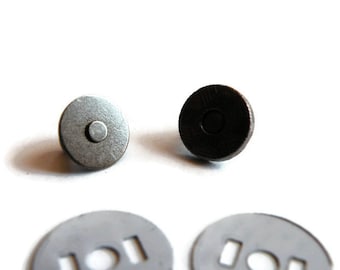 Extra Thin Magnetic Snaps 50 sets 14mm 2 mm Gunmetal Gray Grey