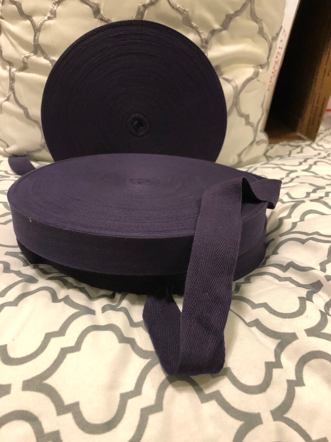 Navy Blue Herringbone Twill Tape - 5/8 Inch Width, 50 Yard Spool For Sewing & Crafts