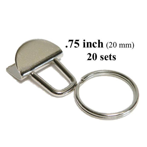 Mini Key Fob Hardware Key Chain 7/8 inch (20mm) Nickel Plated 20 Sets