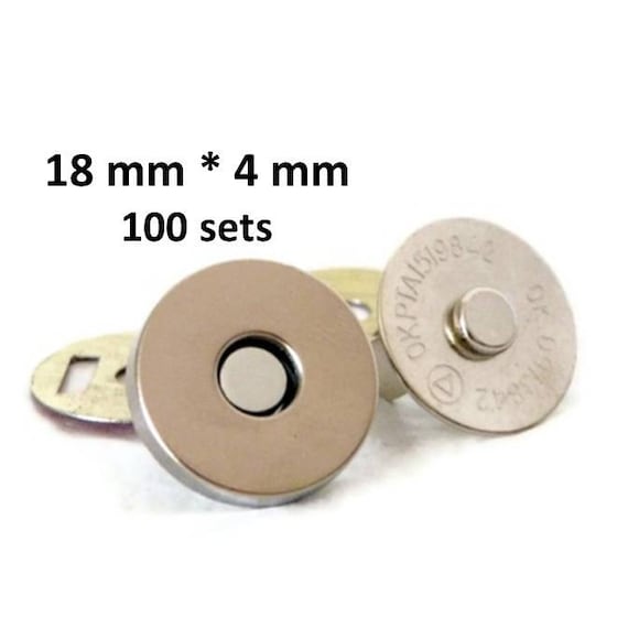 Magnetic Snaps 18mm 100 sets 4mm thick Nickel Plated