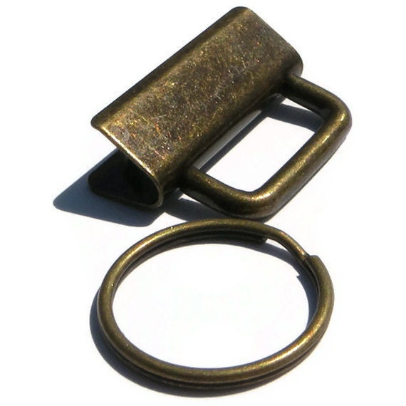 Key Fob Hardware Key Chain 1.25 inch Antique Brass 25 sets