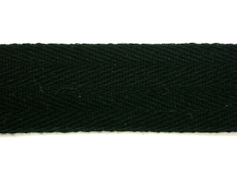 Cotton Twill Tape 50 METERS 1 inch Wholesale Herringbone Straps Binding Black