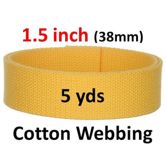 Cotton Webbing 1.5 Inch 5 Yards Yellow Bag Strap Key Fobs Purse Handle  Leash 
