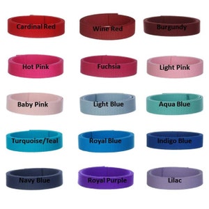 May include: A selection of 15 different colored webbing straps, including cardinal red, wine red, burgundy, hot pink, fuchsia, light pink, baby pink, light blue, aqua blue, turquoise/teal, royal blue, indigo blue, navy blue, royal purple, and lilac.